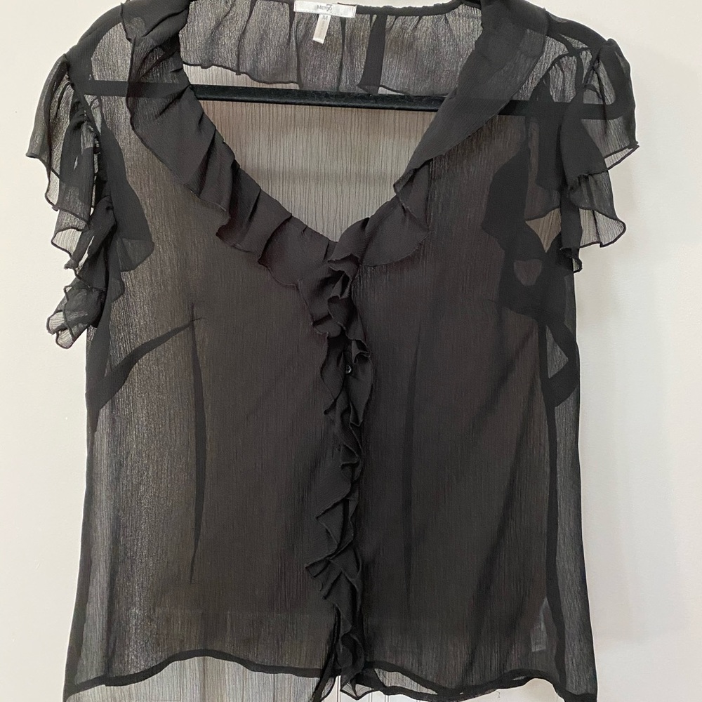 Ladies dressy black blouse see through